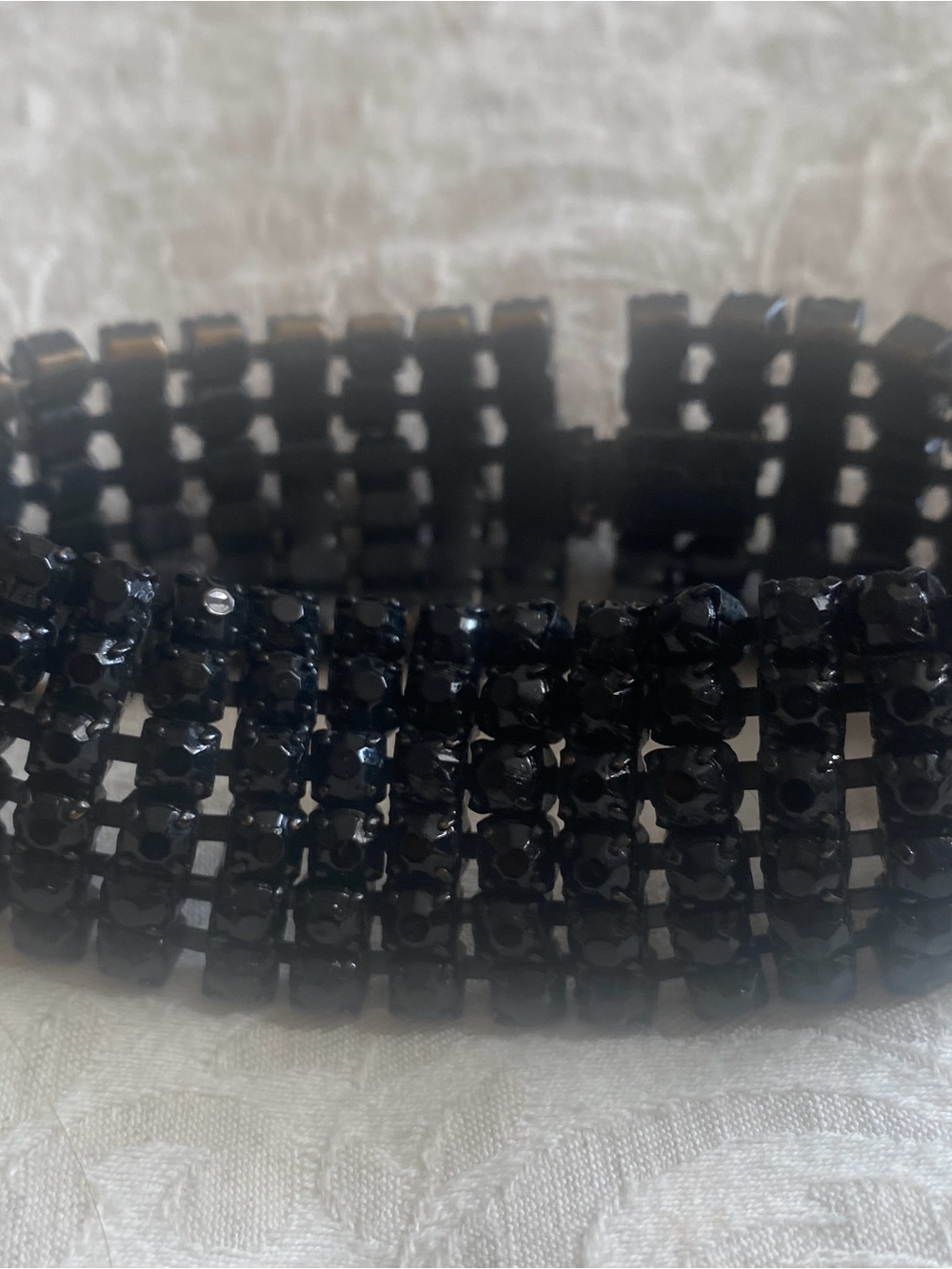Vintage Weiss Black Rhinestone Bracelet